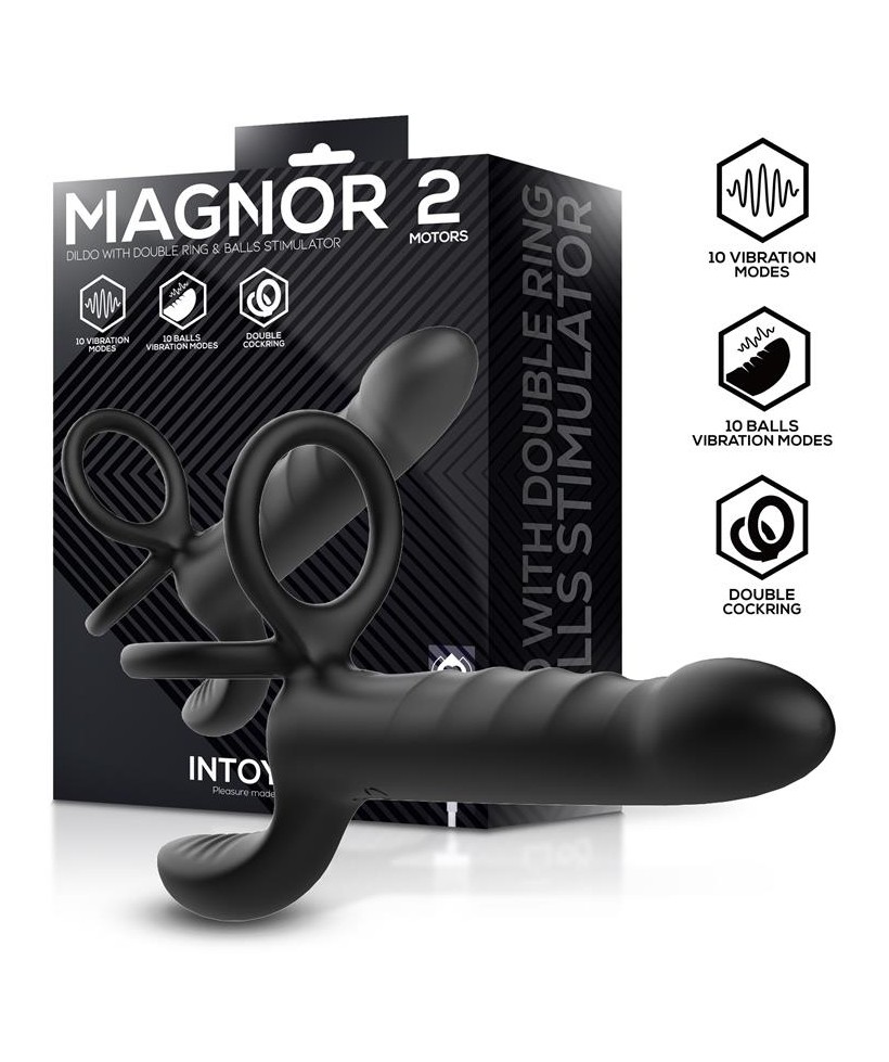 Magnor Dildo con Anillo Doble y Estimulador de Testiculos