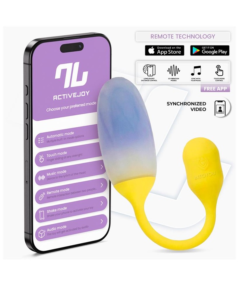 NexEgg Huevo Vibrador Doble Capa Silicona App Amarillo Purpura