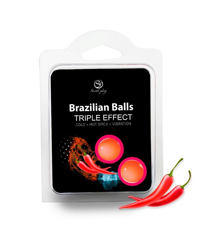 Set 2 Brazilian Balls Triple Efecto Calor Frio y Vibracion