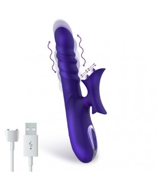 No Fourteen Vibrador Funcion Telescopica Ondulante y Lengua Alta Frecuencia Silicona Liquida USB