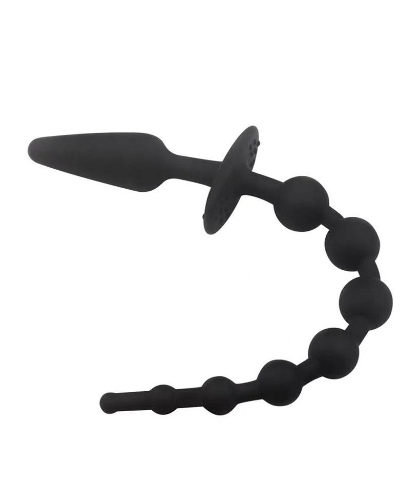 Plug Anal con Cadena Anal Silicona Negro