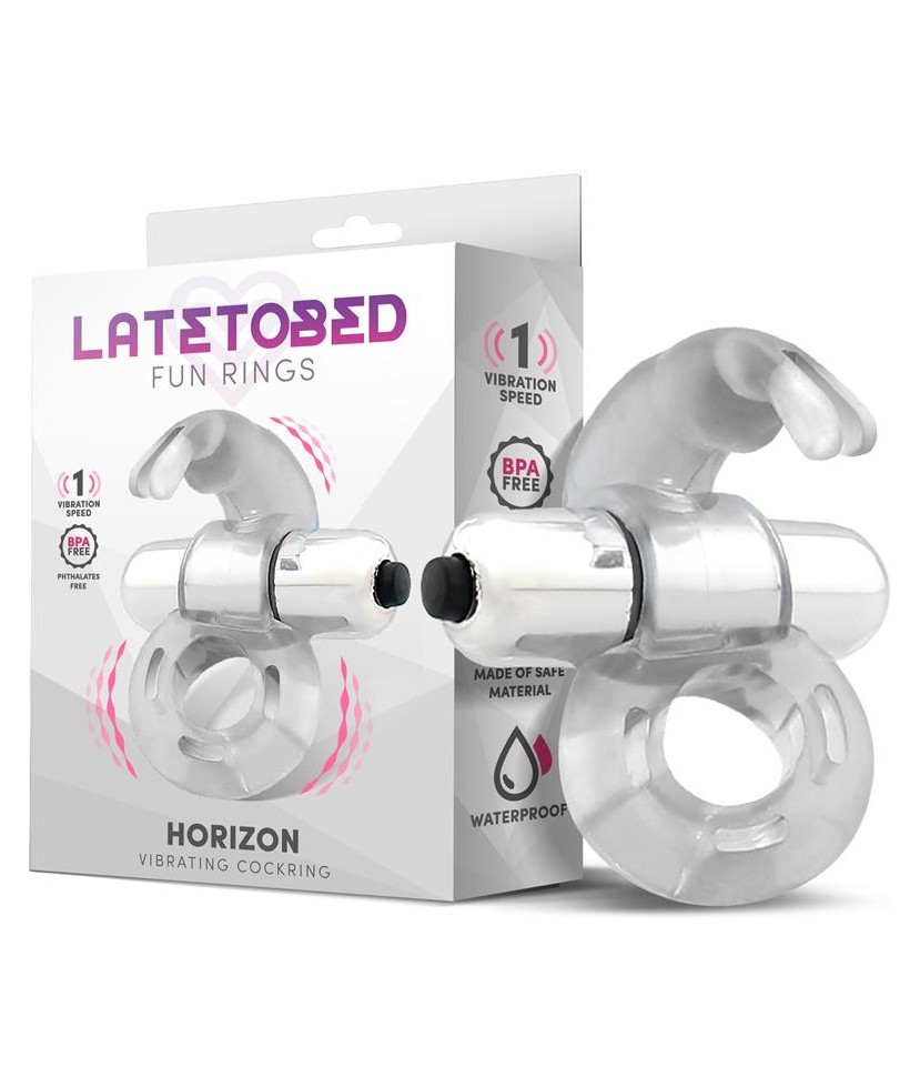 Horizon Anillo Vibrador con Conejito Transparente