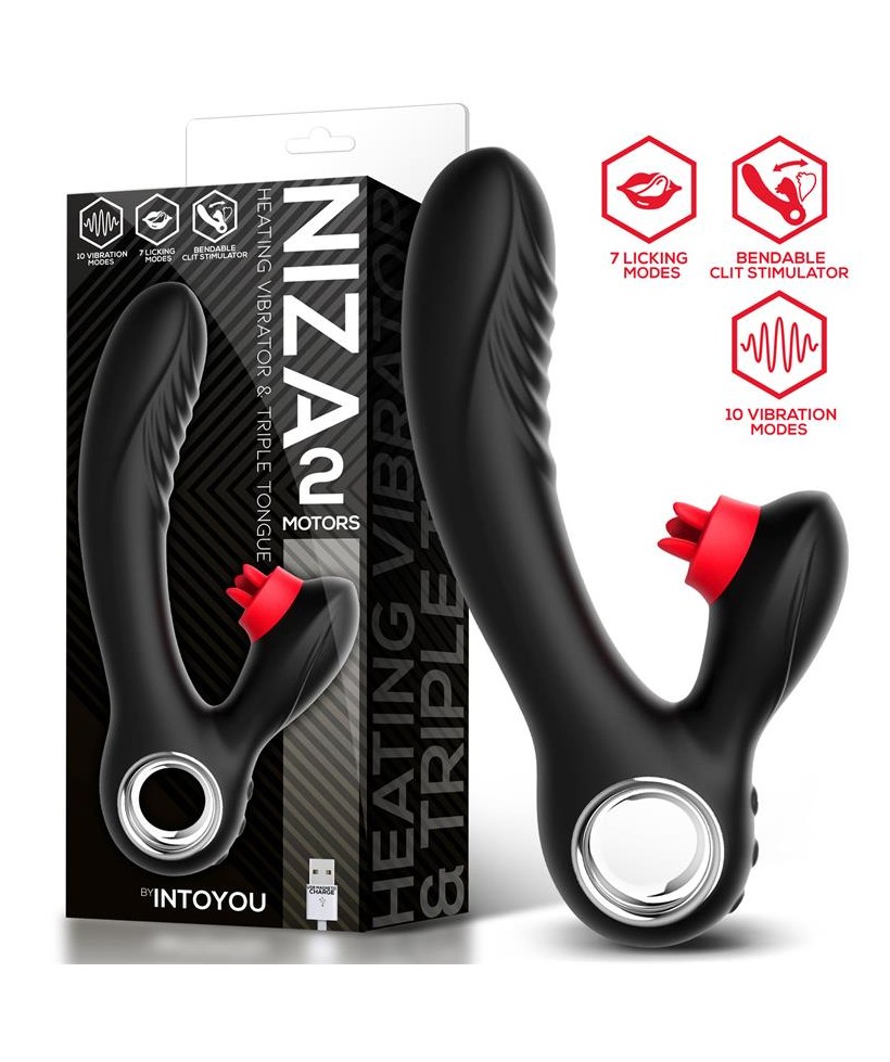 Niza Vibrador con Calor y Triple Lengua Estimuladora de Clitoris