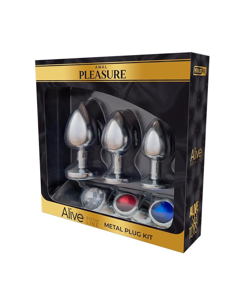 Set de 3 Plug de Metal con Joya