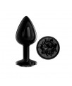 Blackgem Plug Anal Metalico con Joya Color Negro Talla M