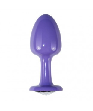 Plug Anal de Metal Púrpura Rosebud con Joya Transparene