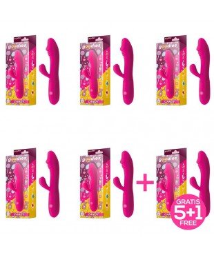 Pack 5+1 Candy Vibrador con Conejito Punto G USB Silicona Fucshia