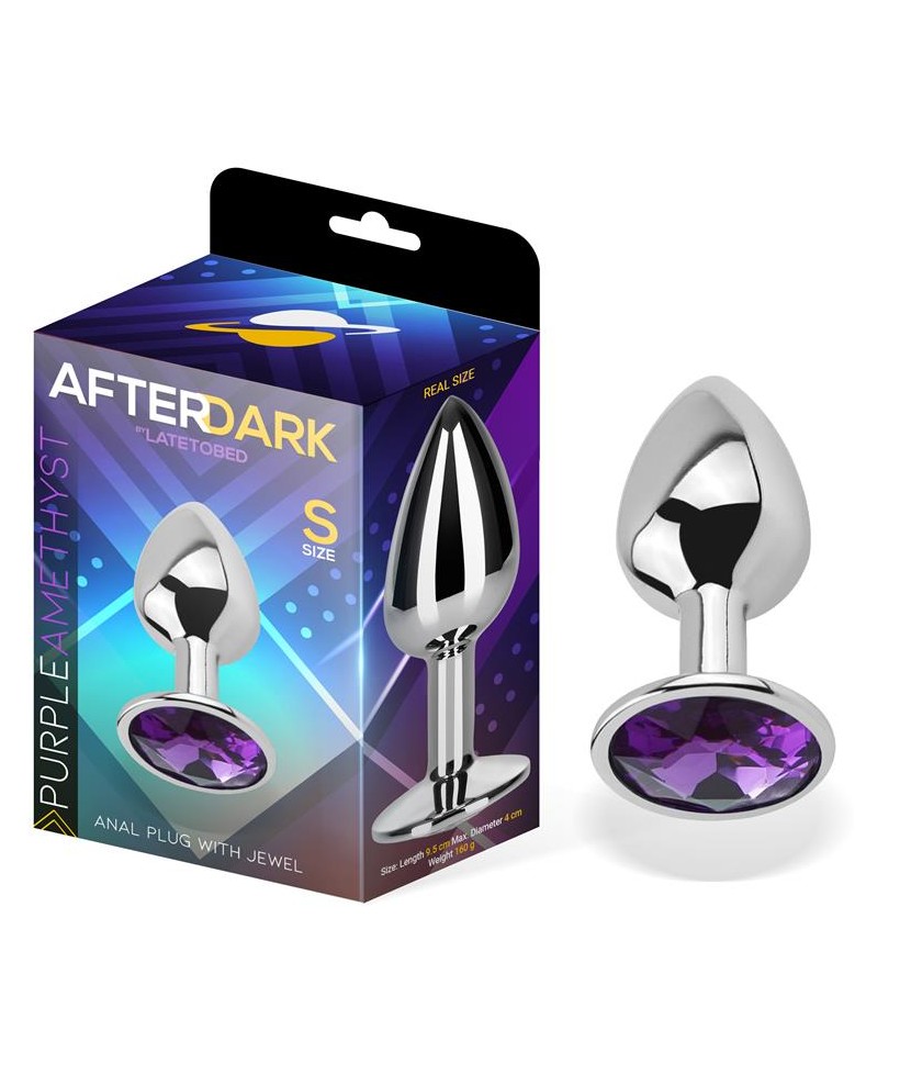 Plug Anal con Joya Purpura Amatista Talla S Aluminio Plug Anal con Joya Purpura Amatista Talla S Aluminio