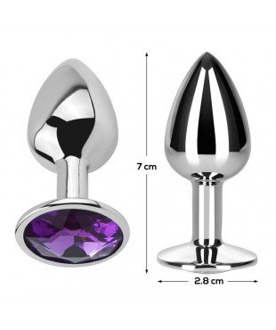 Plug Anal con Joya Purpura Amatista Talla S Aluminio Plug Anal con Joya Purpura Amatista Talla S Aluminio