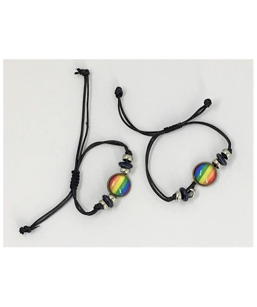 Pulsera Ajustable con Circulo Bandera LGBT