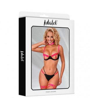 Pauline Set Sujetador Tanga Ligas y Choker Negro y Rosa Pauline Set Sujetador Tanga Ligas y Choker Negro y Rosa