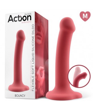 Bouncy Dildo Silicona Líquida Hiper Flexible 7 - 18 cm Talla M Burgundy