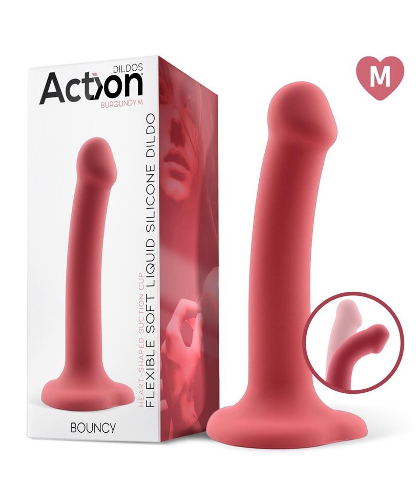 Bouncy Dildo Silicona Liquida Hiper Flexible 7 18 cm Talla M Burgundy