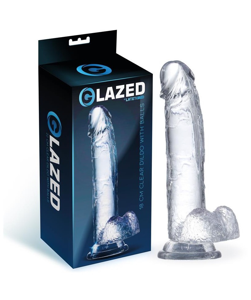 Dildo Realista con Testiculos Material Cristalino 18 cm