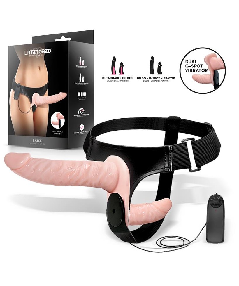 Batek Arnes con Dildo Doble Desmontable Punto G y Vibracion Control Remoto Batek Arnes con Dildo Doble Desmontable Punto G y Vibracion Control Remoto