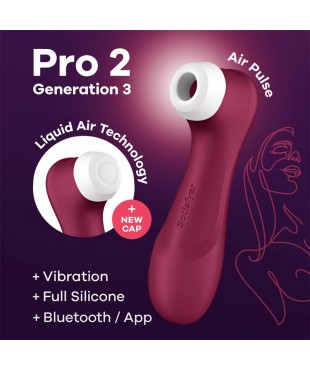 Pro 2 Gen 3 Liquid Air Technology Succión y Vibración App Connect Wine Red - Rojo Vino