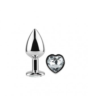 Plug Anal de Metal Corazón Transparente Talla S