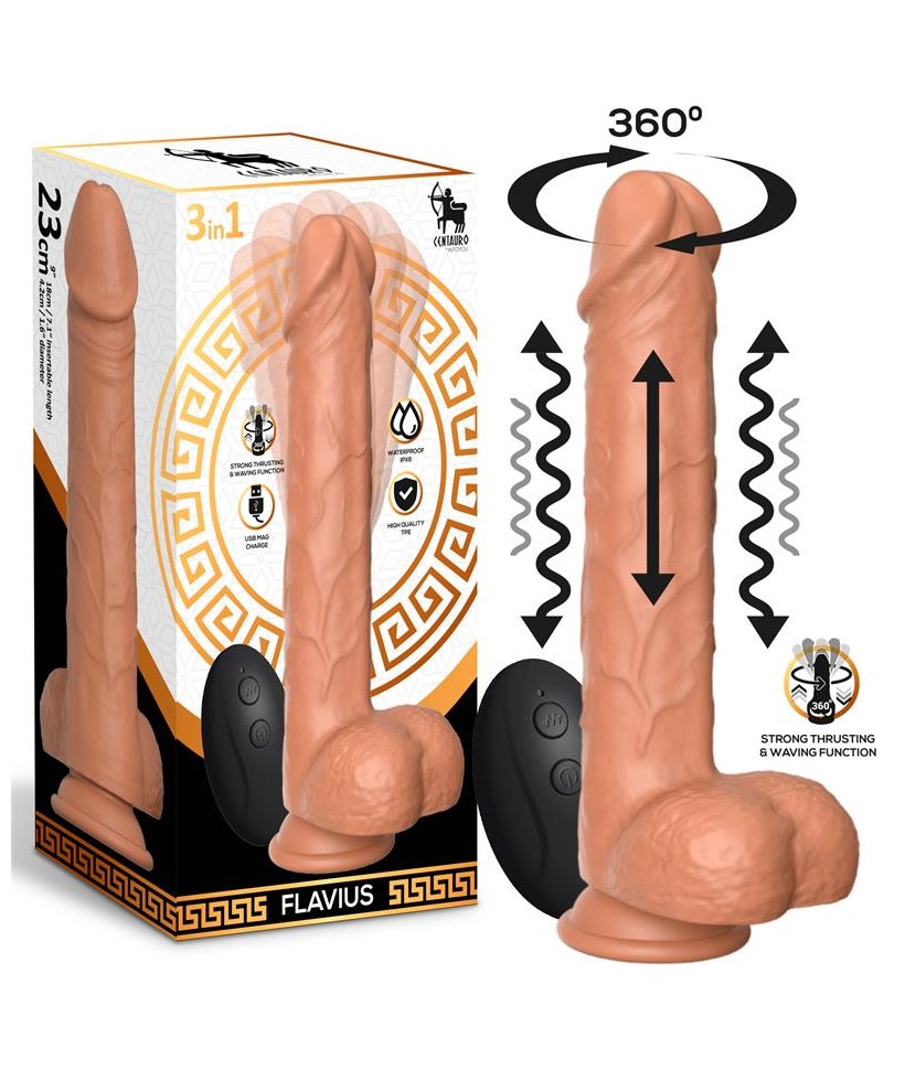 Flavius Dildo con Vibracion Thrusting y Waving 360º 9 23 cm