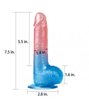 Dildo Dazzle Studs 7.5 Rosa y Azul