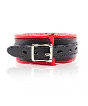 Collar con Correa de Metal e Interior Acolchado Negro Rojo