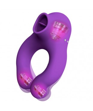 Fenda Anillo Vibrador con Lengua Estimulador y Control Remoto 3 Motores USB Magnetico