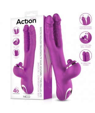 Nico Vibrador con Dildos Alternantes y Bola Percutora 4 Motores