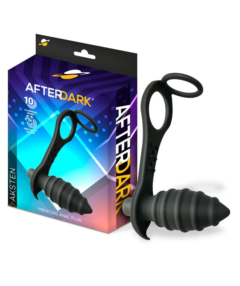 Aksten Plug Anal con Vibracion y Anillo para Testiculos