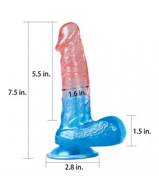 Dildo Dazzle Studs 7.5 Rosa y Azul