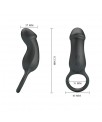 Trae Anillo Vibrador Silicona USB Negro
