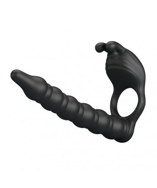 Blackney Anillo Vibrador con Plug Silicona Negro