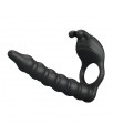 Blackney Anillo Vibrador con Plug Silicona Negro