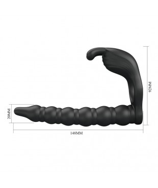 Blackney Anillo Vibrador con Plug Silicona Negro Blackney Anillo Vibrador con Plug Silicona Negro