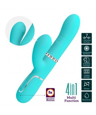 Mariana Vibrador 4 en 1 Silicona Turquesa