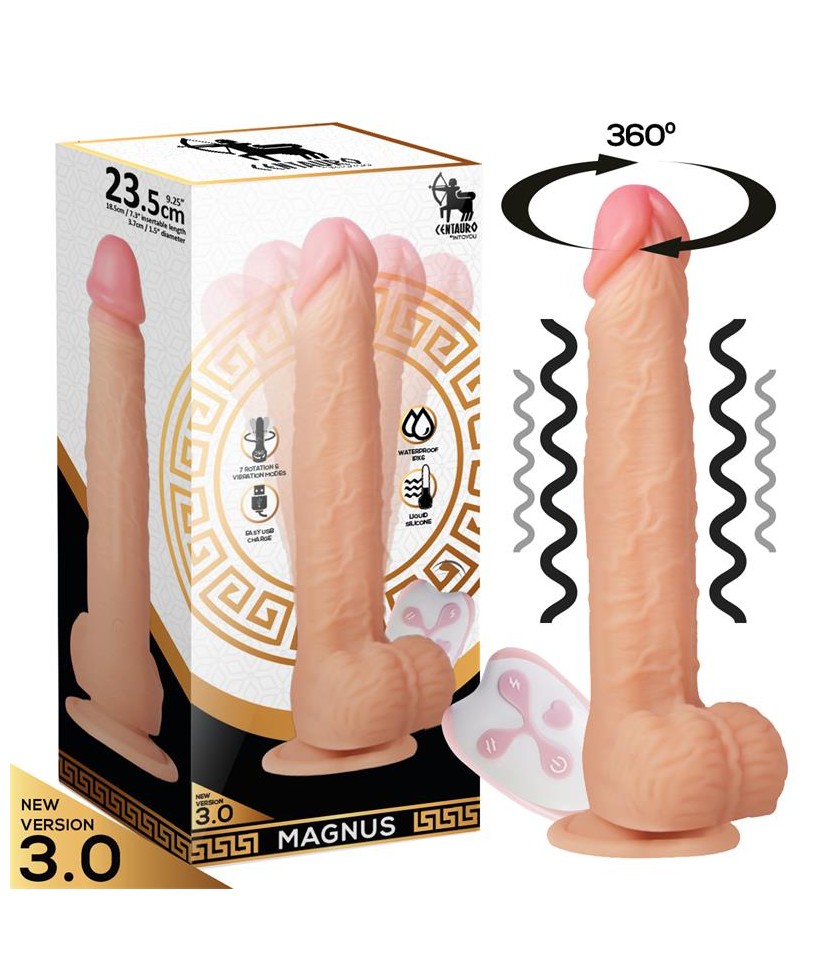 Magnus 30 Dildo Realista Vibrador y Rotador Control Remoto Silicona Liquida